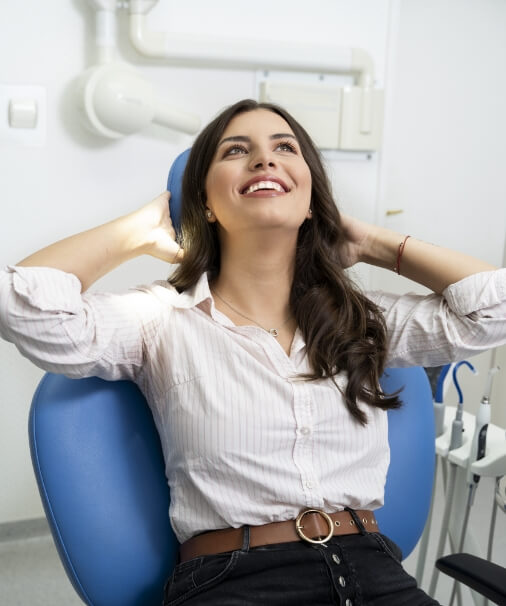 Woman relaxing in dental office
