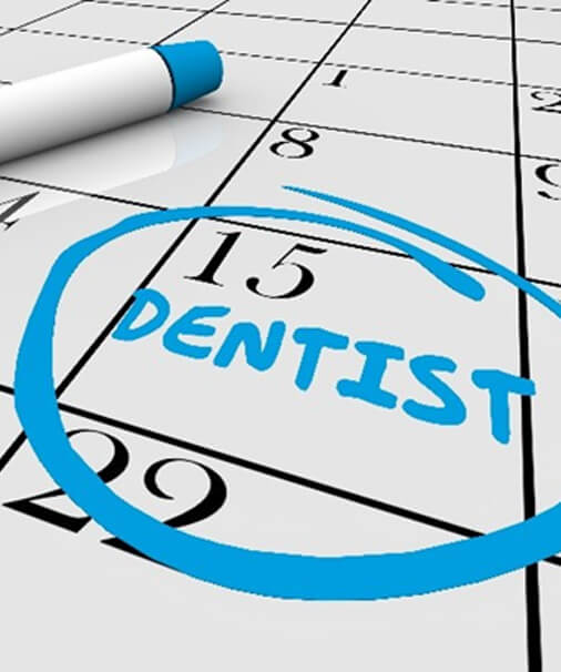 Dentist appointment circled on a calendar