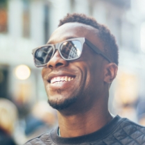 Man with bright smile after teeth whitening