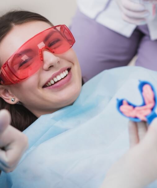 Patient receiving fluoride treatment