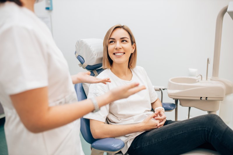 patient smiling during cosmetic dental consultation in Thousand Oaks